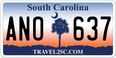 SC license plate ANO637