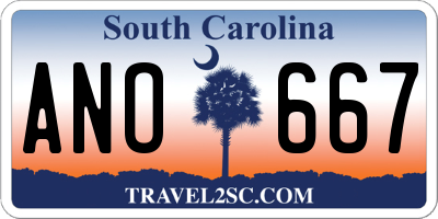 SC license plate ANO667