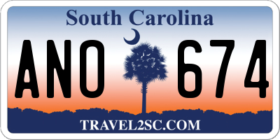 SC license plate ANO674