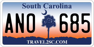 SC license plate ANO685
