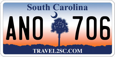 SC license plate ANO706