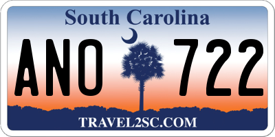 SC license plate ANO722