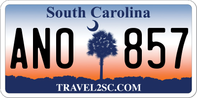 SC license plate ANO857