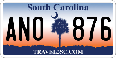 SC license plate ANO876