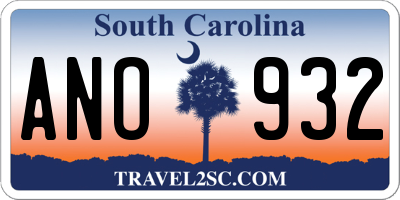 SC license plate ANO932