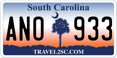 SC license plate ANO933