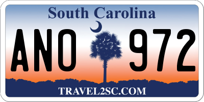 SC license plate ANO972