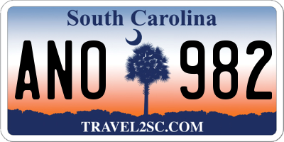 SC license plate ANO982