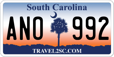 SC license plate ANO992
