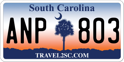 SC license plate ANP803
