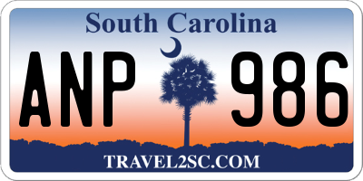 SC license plate ANP986