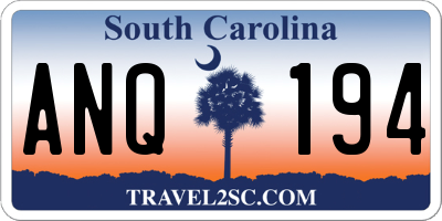 SC license plate ANQ194