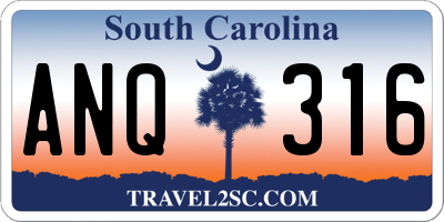 SC license plate ANQ316
