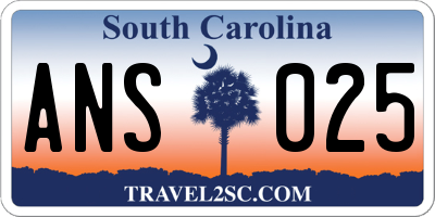 SC license plate ANS025