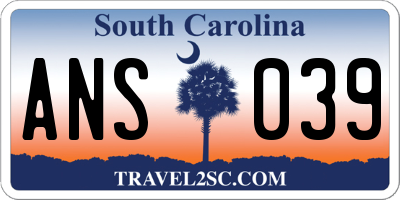 SC license plate ANS039
