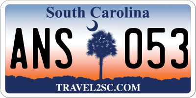 SC license plate ANS053