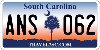 SC license plate ANS062