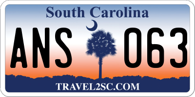 SC license plate ANS063