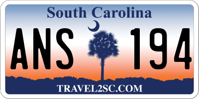SC license plate ANS194