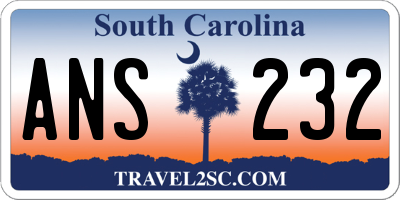 SC license plate ANS232