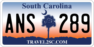 SC license plate ANS289