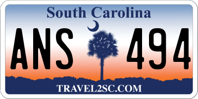SC license plate ANS494