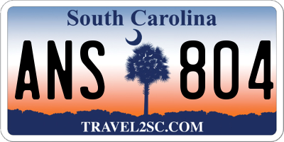 SC license plate ANS804