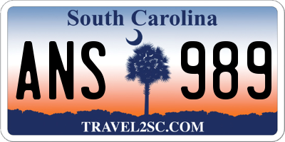 SC license plate ANS989