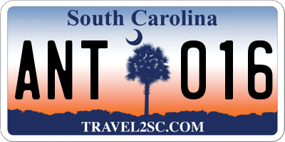 SC license plate ANT016