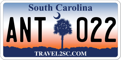 SC license plate ANT022