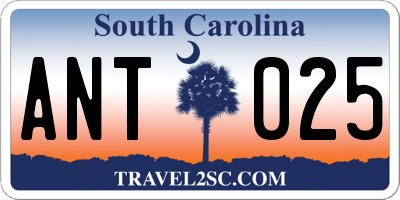 SC license plate ANT025