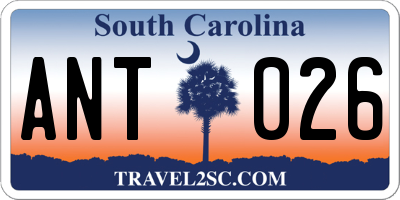 SC license plate ANT026
