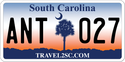 SC license plate ANT027