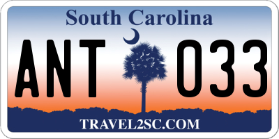 SC license plate ANT033