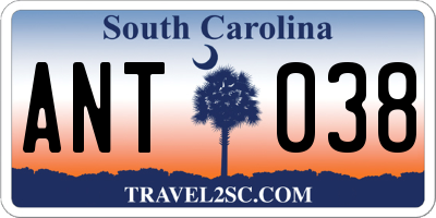 SC license plate ANT038