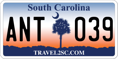 SC license plate ANT039