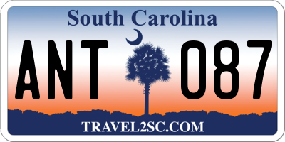 SC license plate ANT087