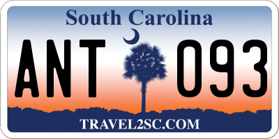 SC license plate ANT093