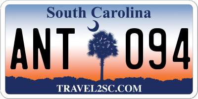 SC license plate ANT094