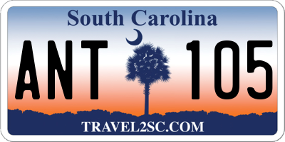 SC license plate ANT105