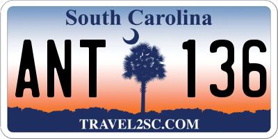 SC license plate ANT136