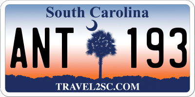 SC license plate ANT193