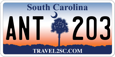 SC license plate ANT203