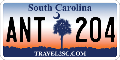 SC license plate ANT204