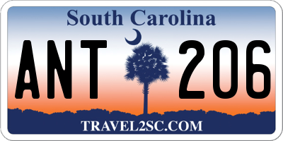 SC license plate ANT206