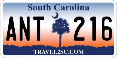 SC license plate ANT216