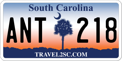 SC license plate ANT218