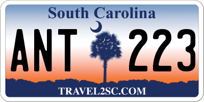 SC license plate ANT223