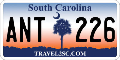 SC license plate ANT226