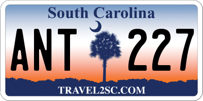 SC license plate ANT227